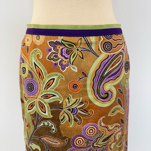 Etro Paisley Print Pencil Skirt Cotton Multicolor Print Italy Made | 42 (US 6) - Picture 2 of 9